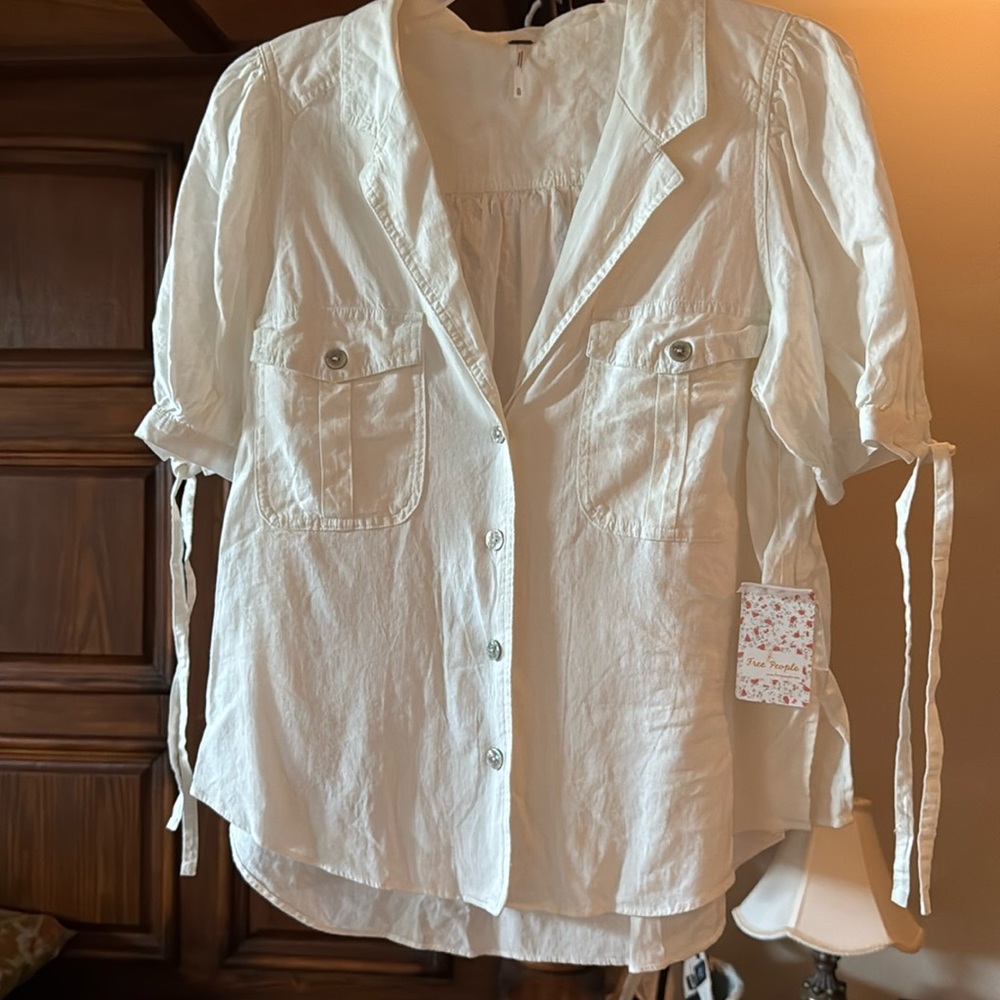 $88 NWT FREE PEOPLE LINEN ROMANCE BLOUSE! XL !!!